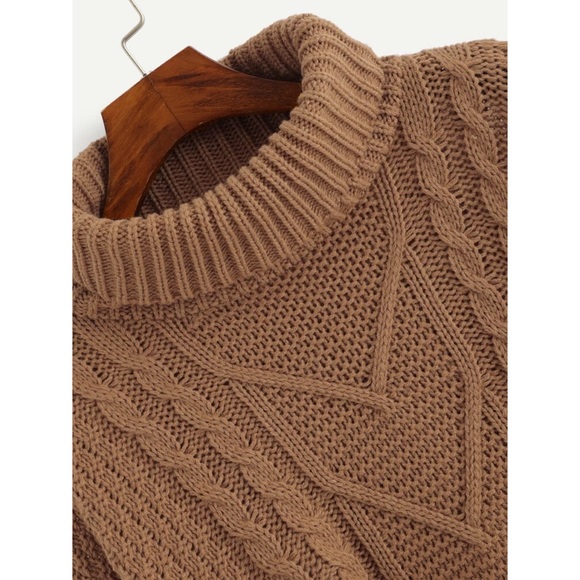 Mixed Knit Asymmetrical Hem Sweater - Picture 3 of 5